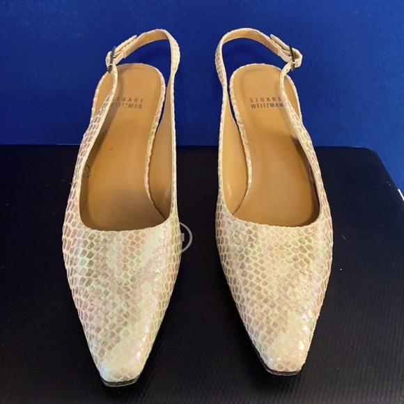 Women’s Vintage Stuart Weitzman Iridescent Snakeskin Pattern Slingback Pumps - Picture 1 of 7